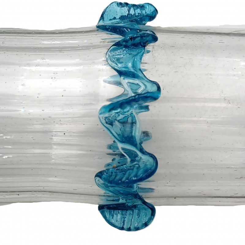 Murano light blue clear glass chandelier centre stem 
