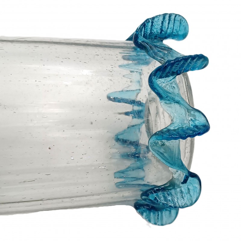 Murano light blue clear glass chandelier centre stem 