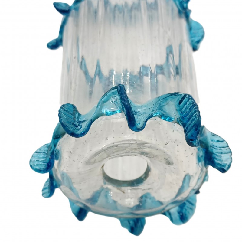 Murano light blue clear glass chandelier centre stem 