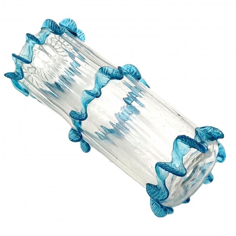Murano light blue clear glass chandelier centre stem 