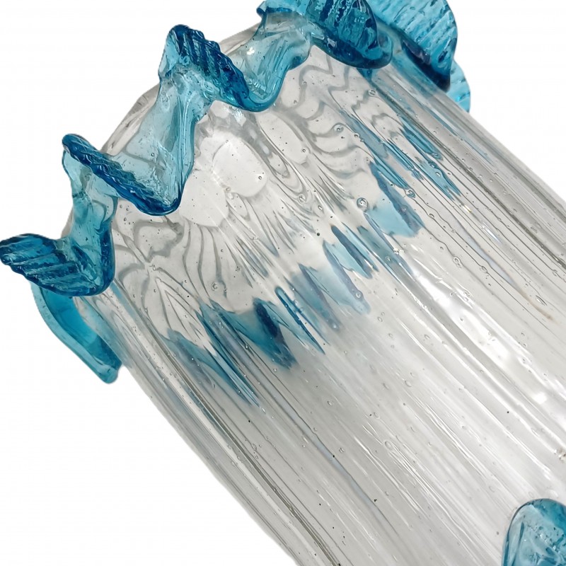 Murano light blue clear glass chandelier centre stem 