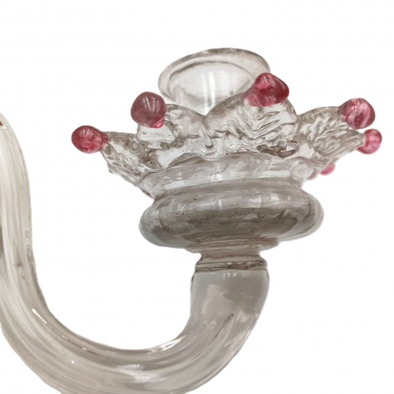 Antique Murano Clear Glass chandelier arm and pan