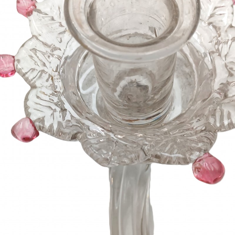 Antique Murano Clear Glass chandelier arm and pan