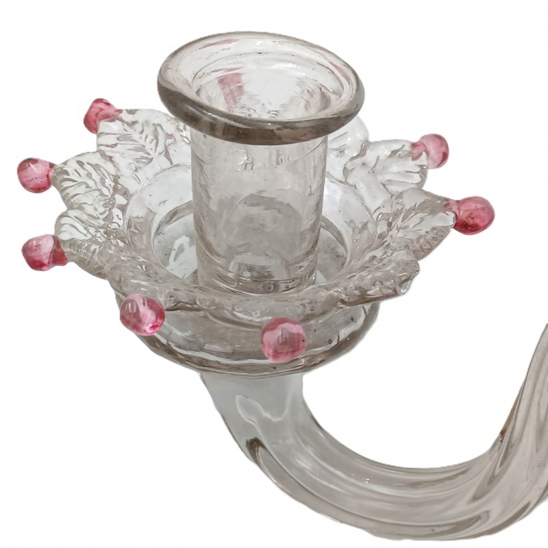 Antique Murano Clear Glass chandelier arm and pan