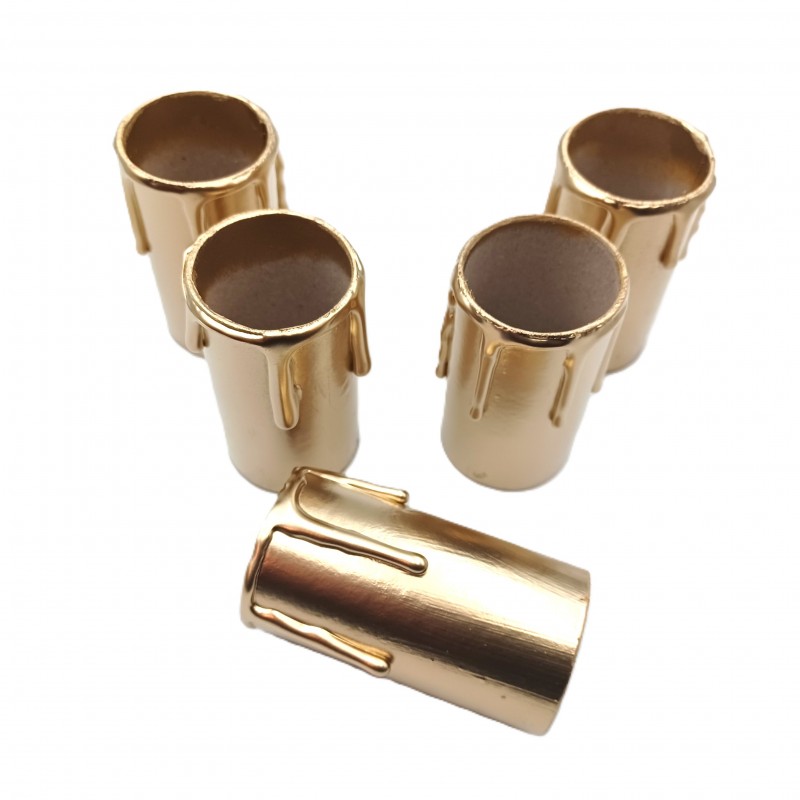 5 hand made Candle Tubes gold coloured drip Card 60mm x 32mm internal