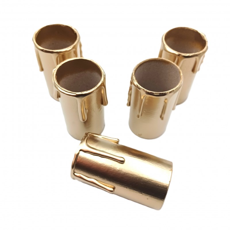 5 hand made Candle Tubes gold coloured drip Card 65mm x 32mm internal 