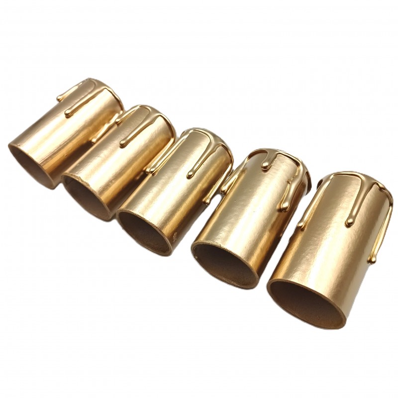 5 hand made Candle Tubes gold coloured drip Card 65mm x 32mm internal 