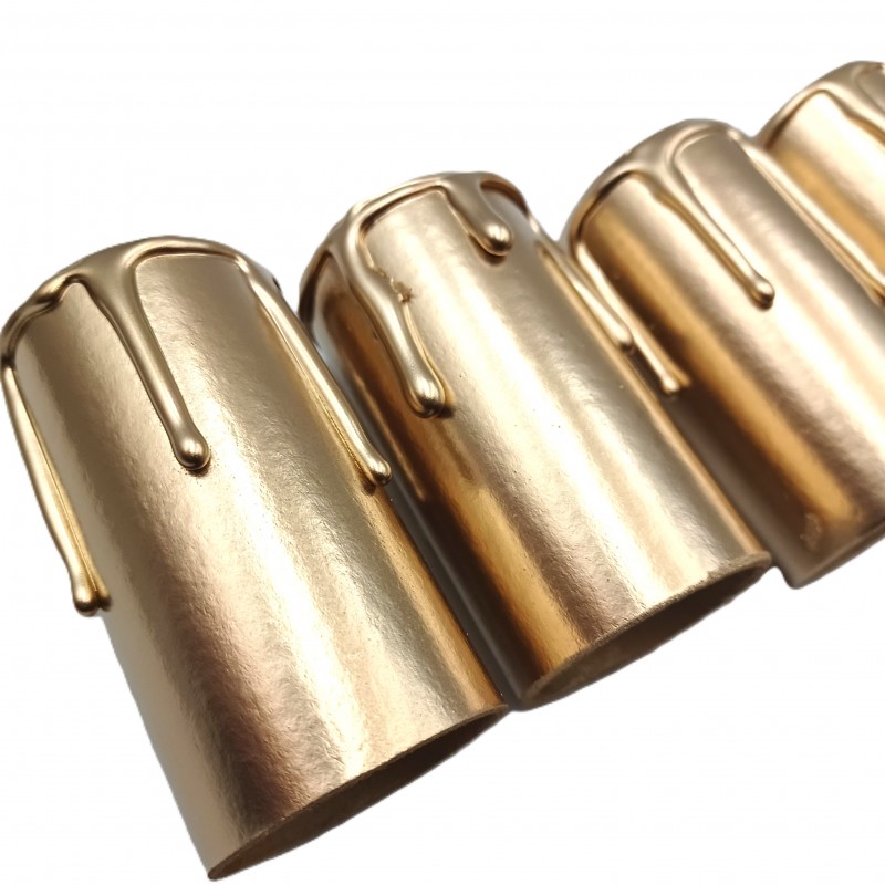 5 hand made Candle Tubes gold coloured drip Card 60mm x 32mm internal