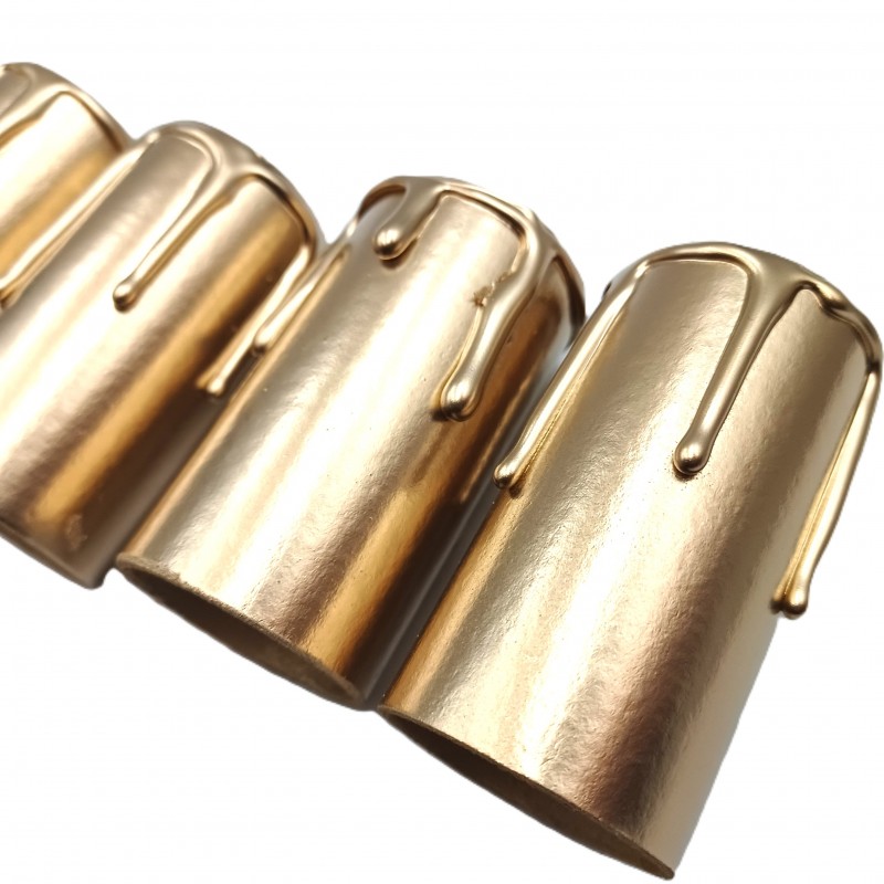 5 hand made Candle Tubes gold coloured drip Card 65mm x 32mm internal 