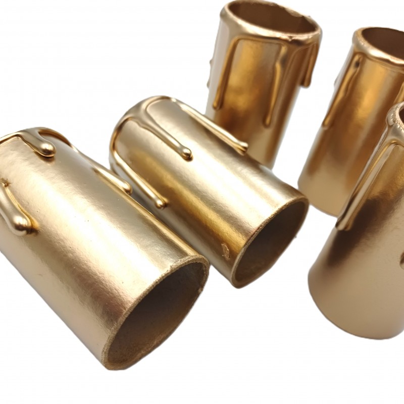 5 hand made Candle Tubes gold coloured drip Card 60mm x 32mm internal