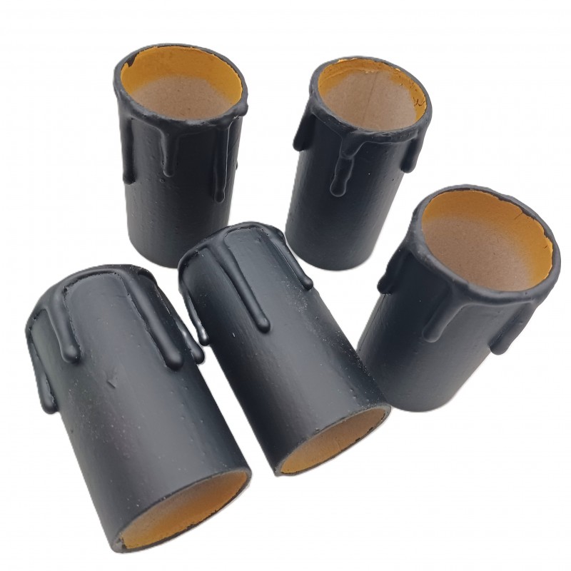 5 hand made Candle Tubes black coloured drip Card 65mm x 32mm internal