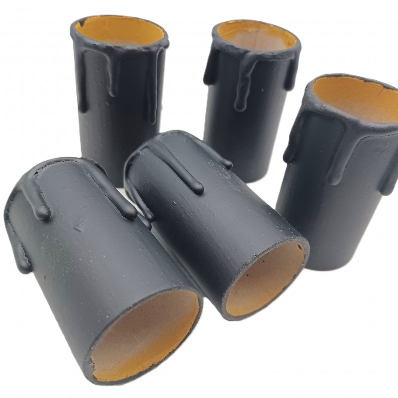 5 hand made Candle Tubes black coloured drip Card 65mm x 32mm internal