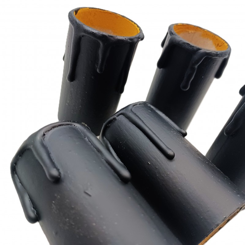 5 hand made Candle Tubes black coloured drip Card 65mm x 32mm internal