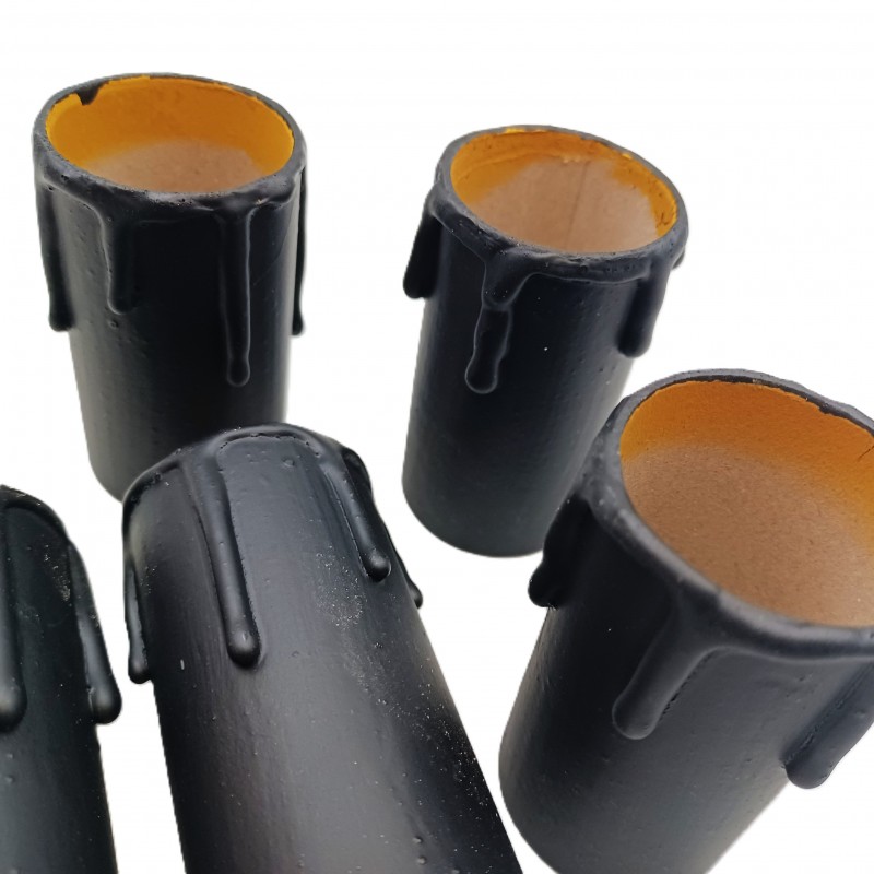 5 hand made Candle Tubes black coloured drip Card 65mm x 32mm internal