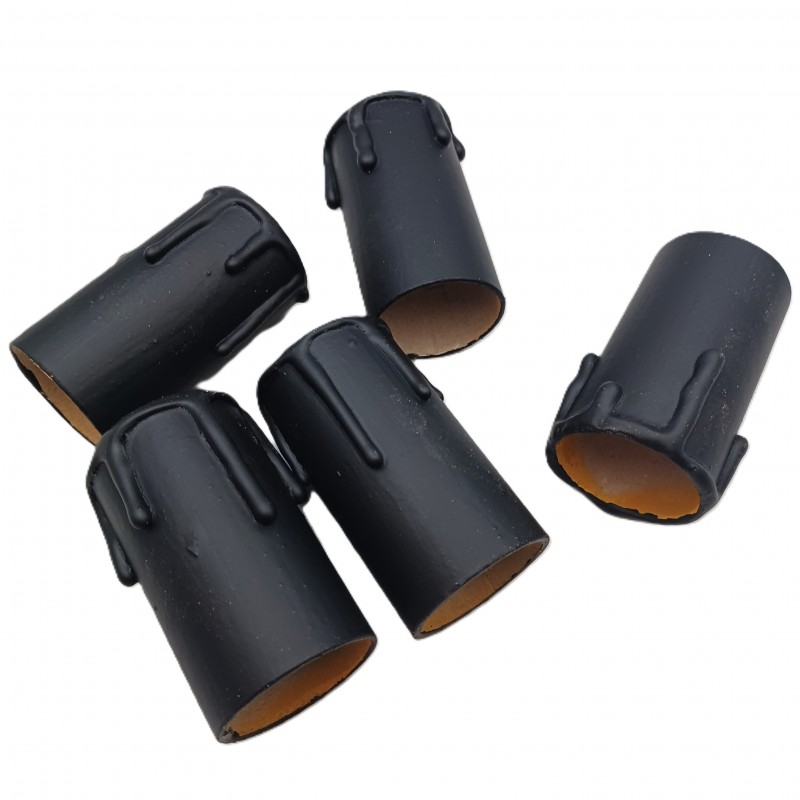 5 hand made Candle Tubes black coloured drip Card 65mm x 32mm internal