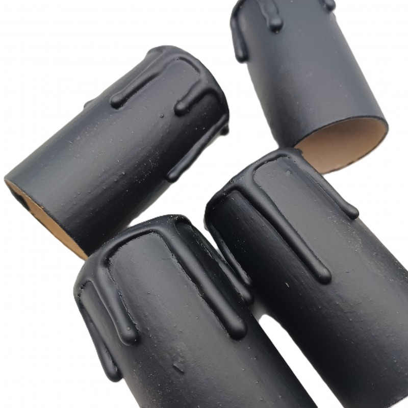 5 hand made Candle Tubes black coloured drip Card 65mm x 32mm internal