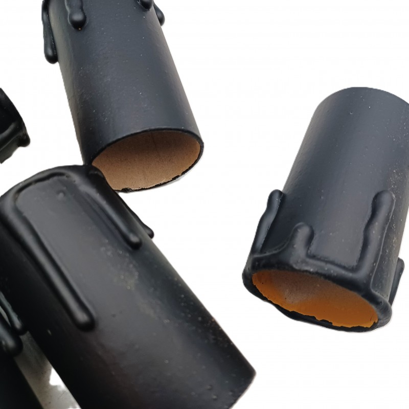 5 hand made Candle Tubes black coloured drip Card 65mm x 32mm internal