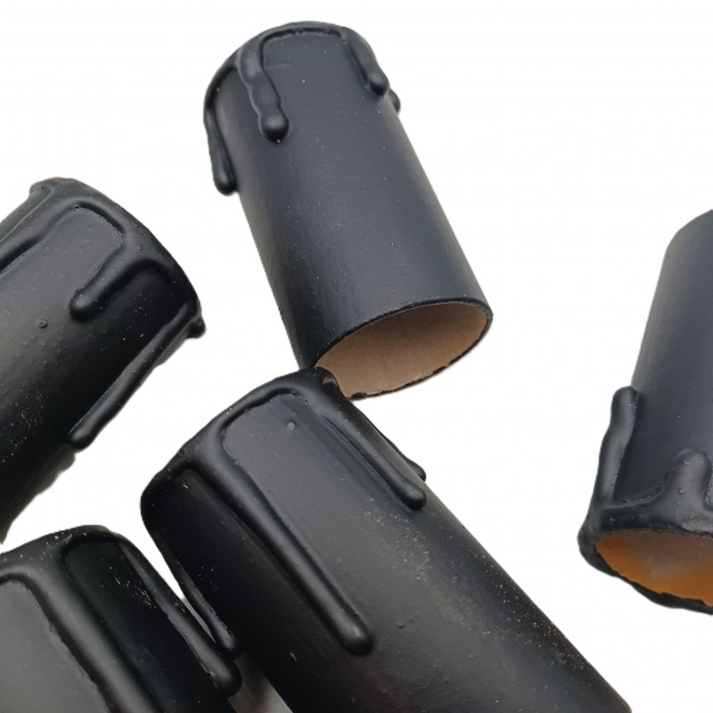 5 hand made Candle Tubes black coloured drip Card 65mm x 32mm internal