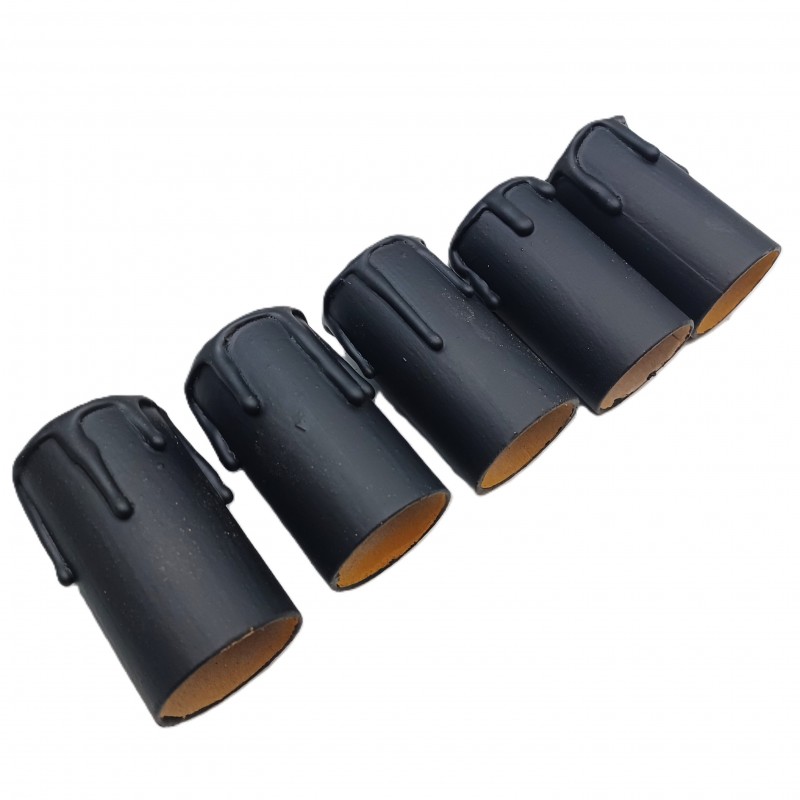 5 hand made Candle Tubes black coloured drip Card 65mm x 32mm internal