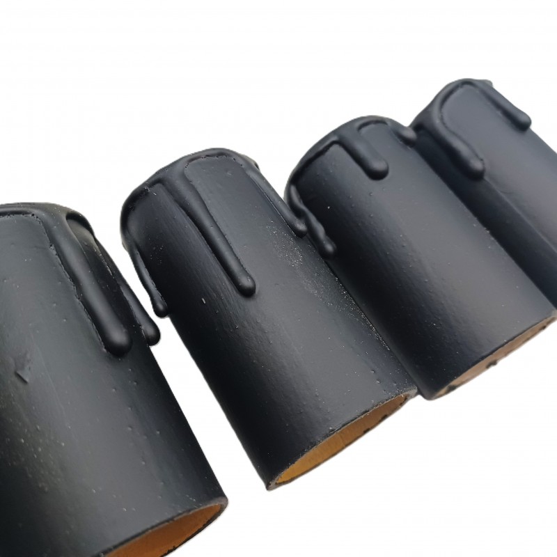 5 hand made Candle Tubes black coloured drip Card 65mm x 32mm internal