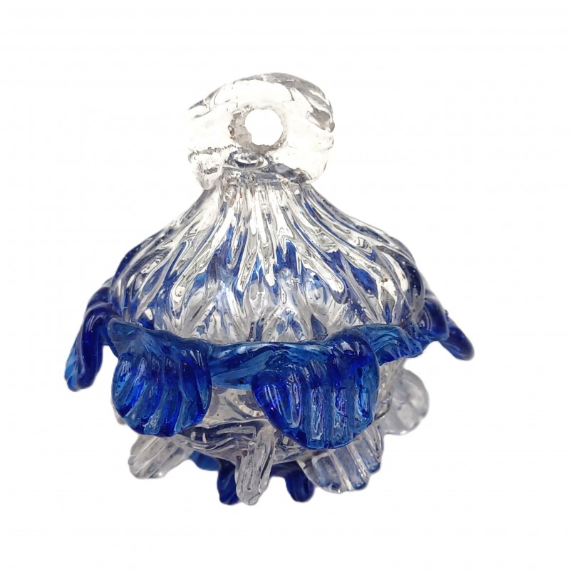 Antique Murano chandelier finial clear and blue glass