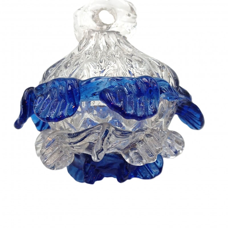 Antique Murano chandelier finial clear and blue glass