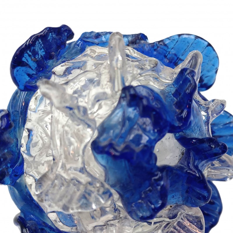 Antique Murano chandelier finial clear and blue glass