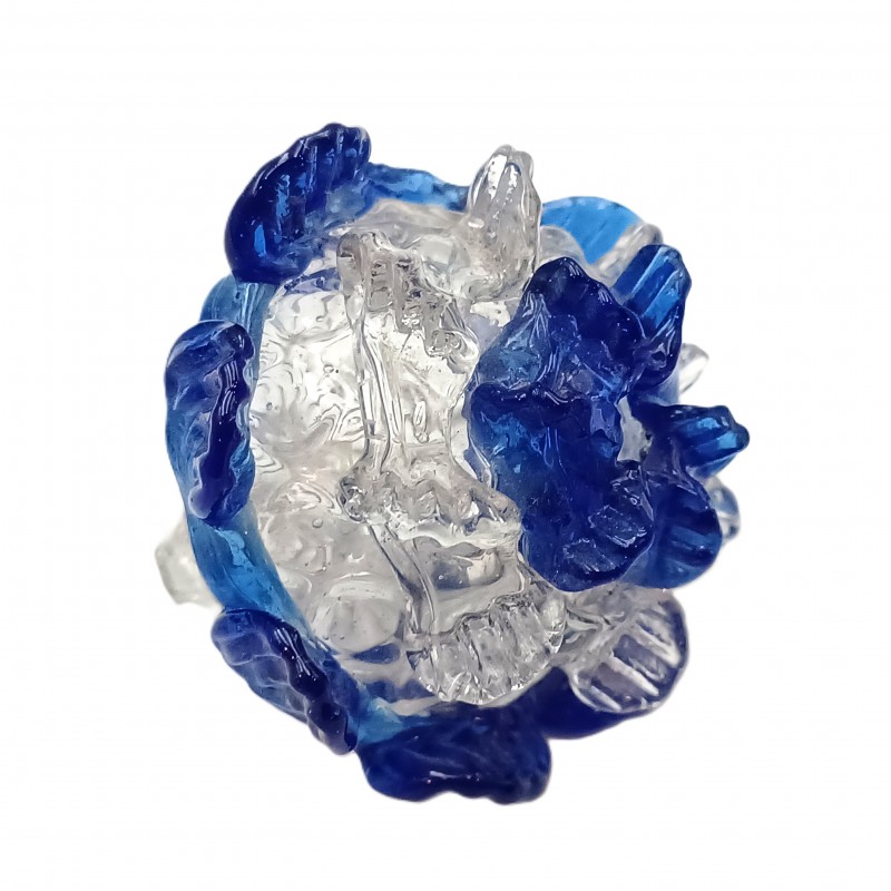 Antique Murano chandelier finial clear and blue glass