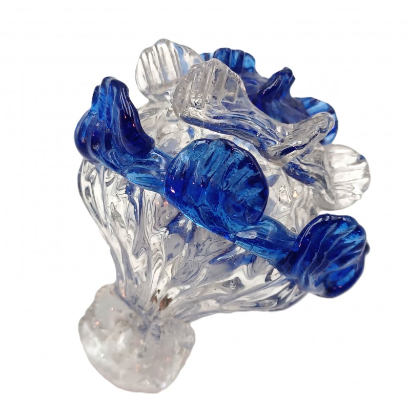 Antique Murano chandelier finial clear and blue glass