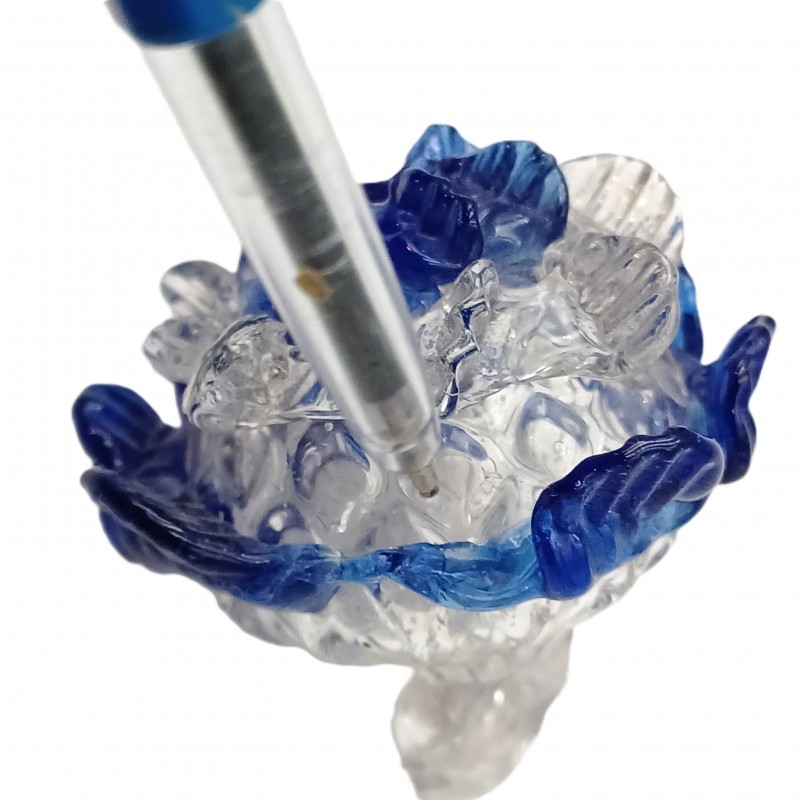 Antique Murano chandelier finial clear and blue glass