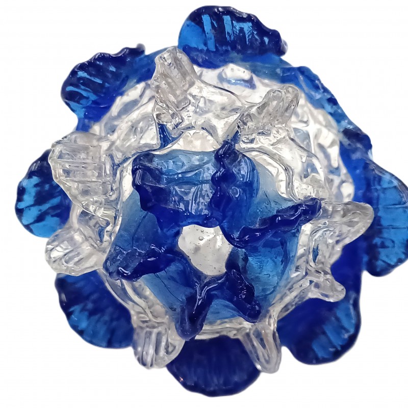 Antique Murano chandelier finial clear and blue glass