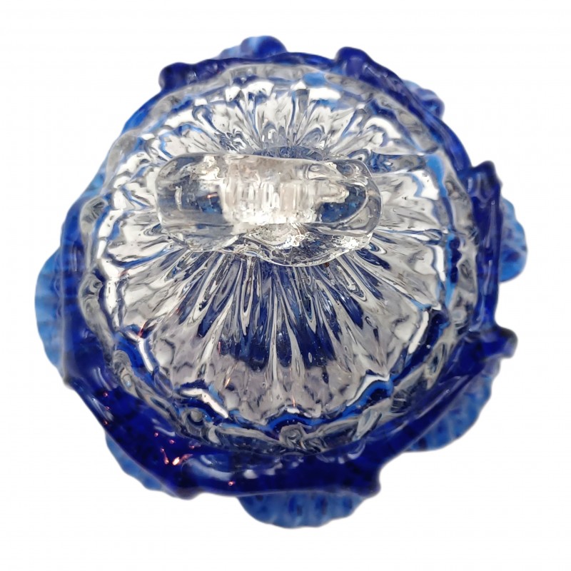 Antique Murano chandelier finial clear and blue glass