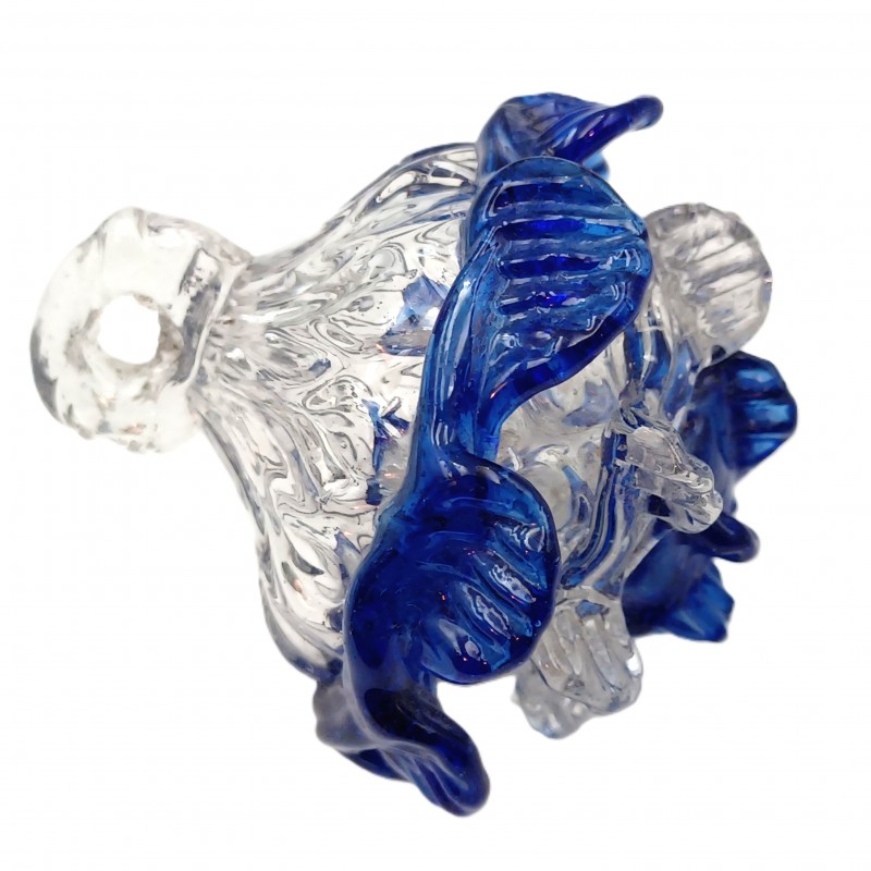 Antique Murano chandelier finial clear and blue glass