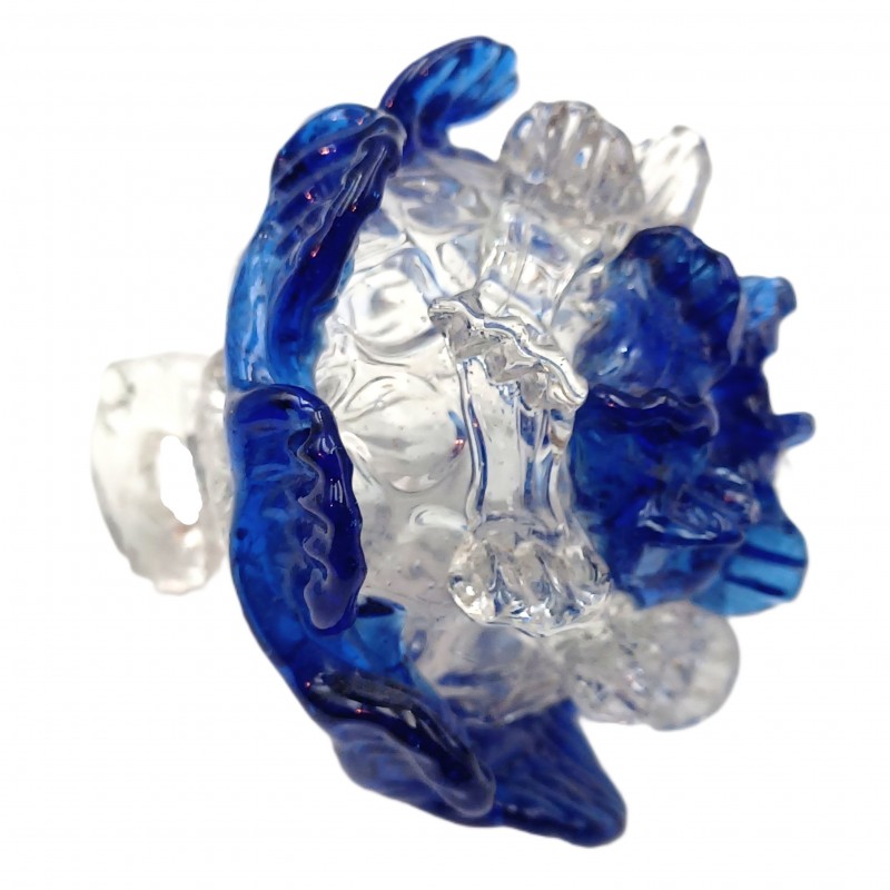 Antique Murano chandelier finial clear and blue glass
