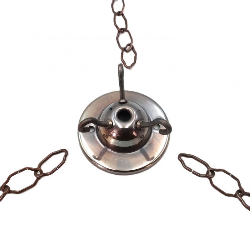 3 hook ceiling rose with 3 x 12 inch lengths gothic chain and screws in antique brass