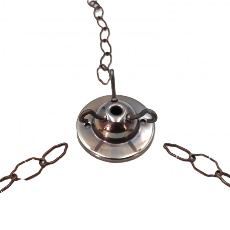 3 hook ceiling rose with 3 x 12 inch lengths gothic chain and screws in antique brass