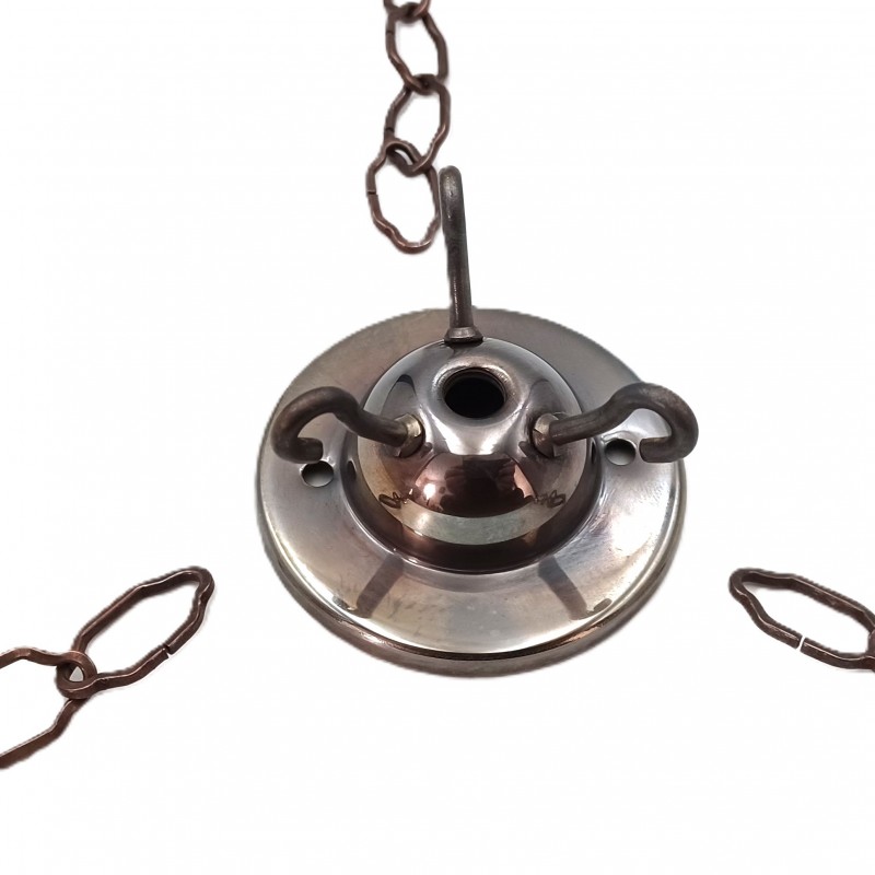 3 hook ceiling rose with 3 x 12 inch lengths gothic chain and screws in antique brass