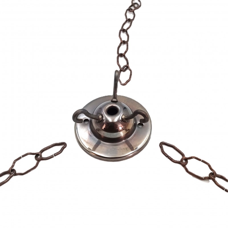 3 hook ceiling rose with 3 x 12 inch lengths gothic chain and screws in antique brass