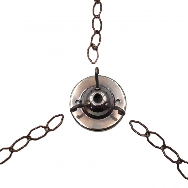 3 hook ceiling rose with 3 x 12 inch lengths gothic chain and screws in antique brass