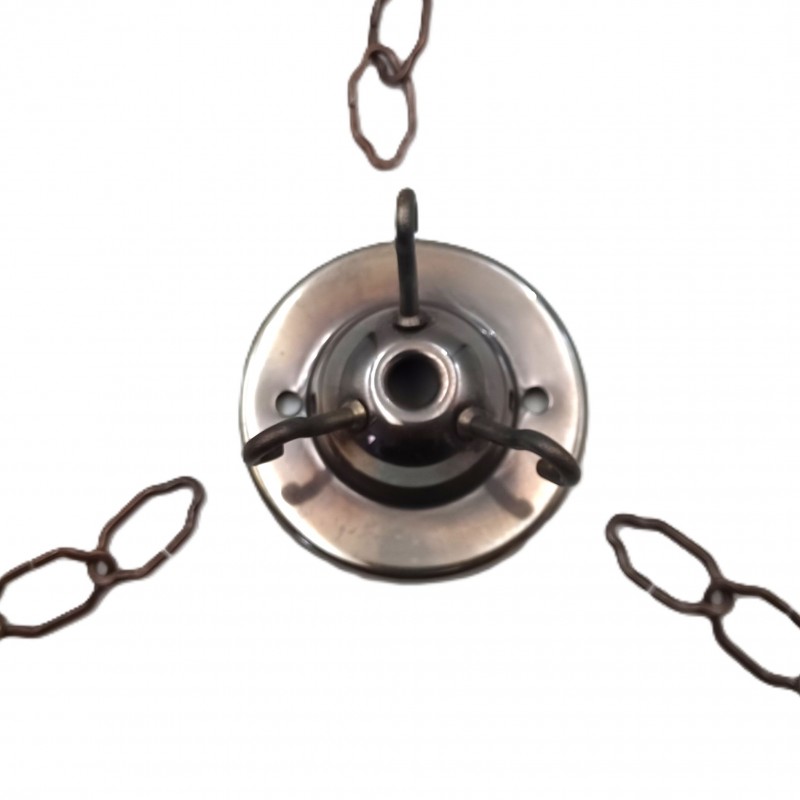 3 hook ceiling rose with 3 x 12 inch lengths gothic chain and screws in antique brass