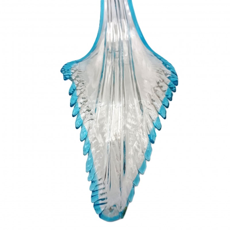 Antique Venetian Murano glass chandelier curled flat leaf C1890 blue clear