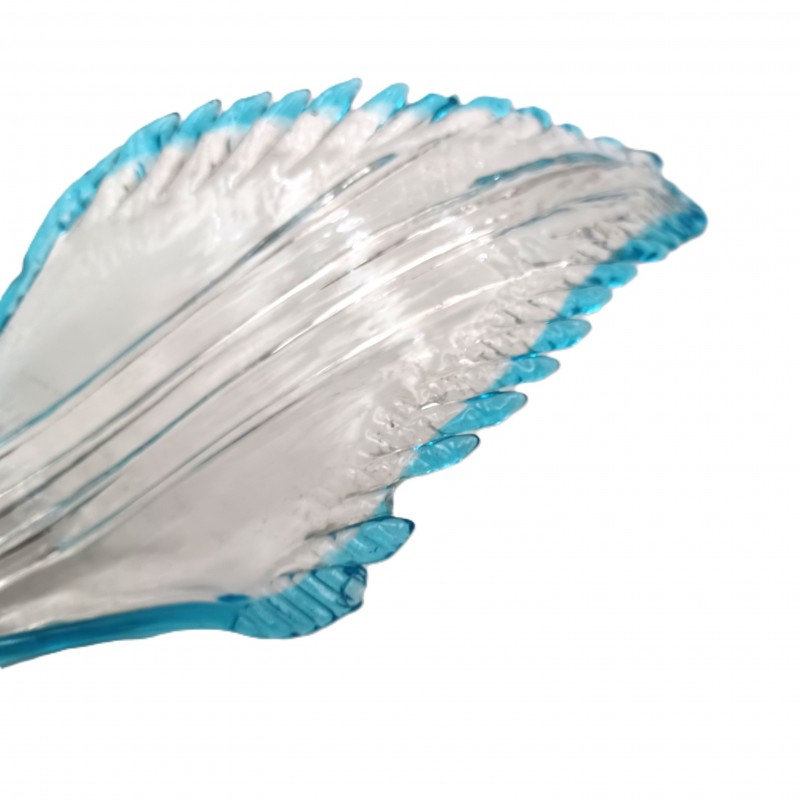 Antique Venetian Murano glass chandelier curled flat leaf C1890 blue clear