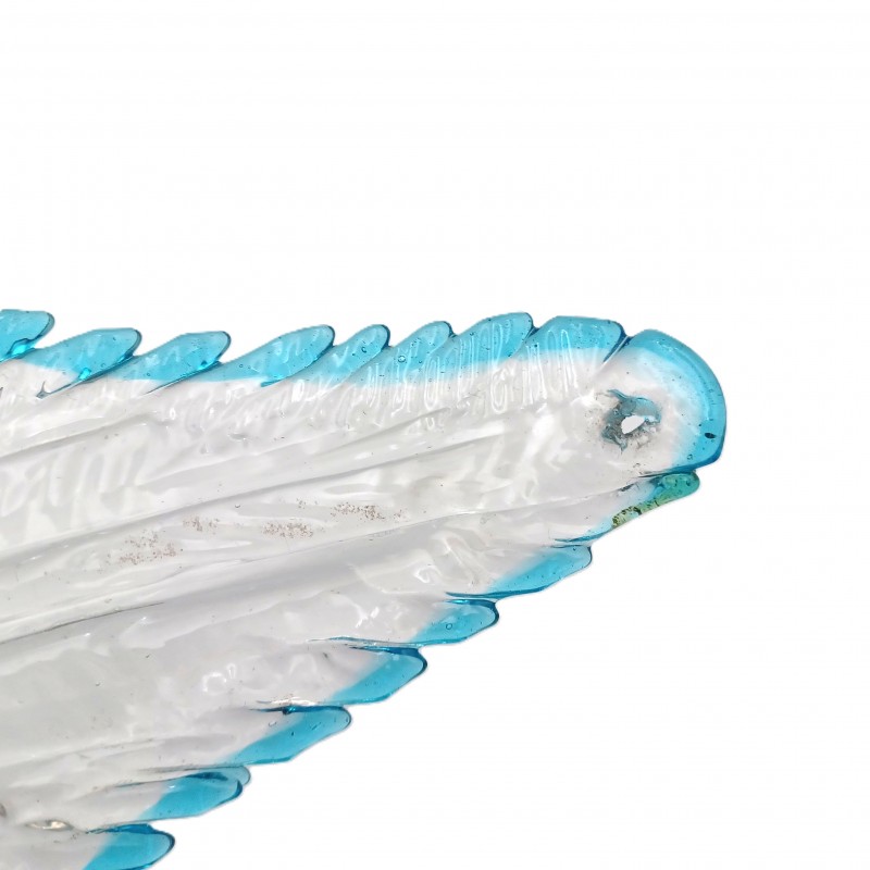 Antique Venetian Murano glass chandelier curled flat leaf C1890 blue clear