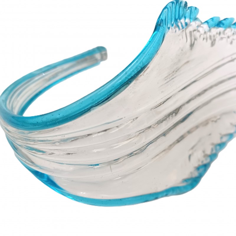 Antique Venetian Murano glass chandelier curled flat leaf C1890 blue clear