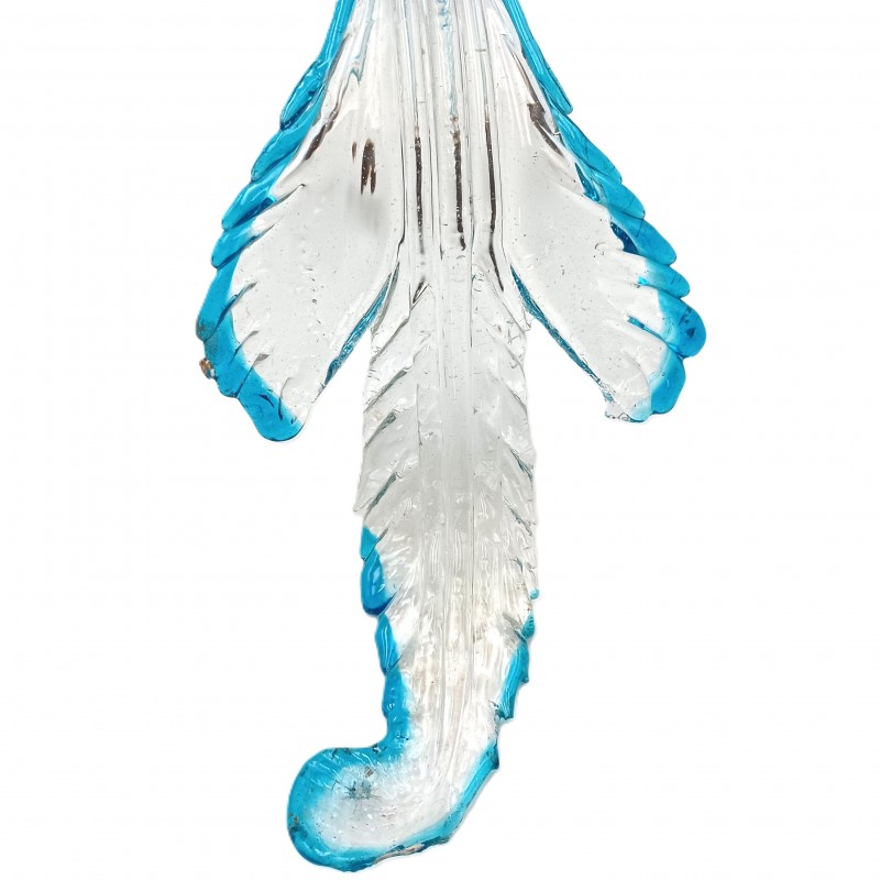 Antique Venetian Blue Murano Glass Chandelier Large Split Leaf C1890 Blue Clear