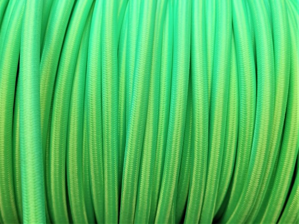 100 Metres of Lime Green Braided Round silk flex wire 3 core 0.50mm