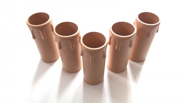 brown plastic drip candle tubes 65mm height x 24mm internal diameter