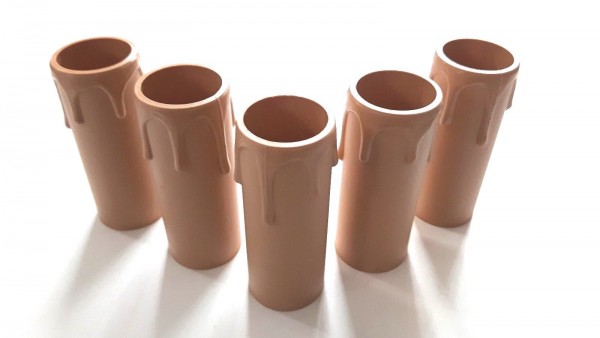 Brown plastic drip candle tubes 90mm height x 27mm internal diameter