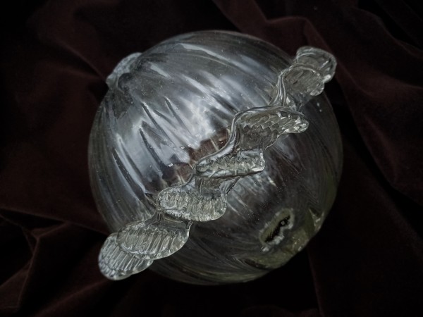 Antique Chandelier glass centre stem ball   