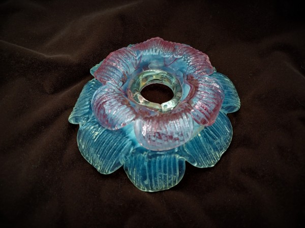 Antique Italian Blue And Red Chandelier Glass Rosette Pan